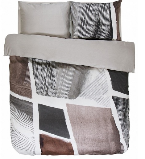 Essenza Arty grey dekbedovertrek satijn,grafisch,wit,zwart,bruin